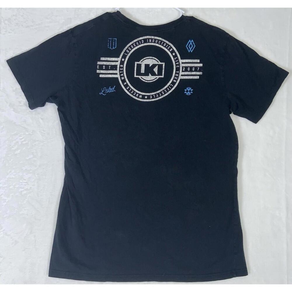 LKI Loose Kid Industries Mans Crew Neck Shirt L Black Logo Large LSKD 90s Y2k